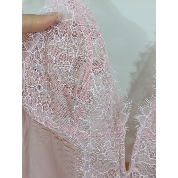 VS Very Sexy V wire Thong Teddy Bodysuit Angel Baby Pink Lace Sz S Cosplay - Picture 3 of 10